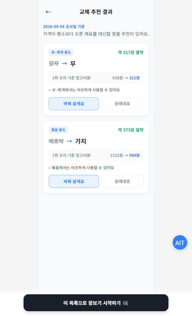 장보기 교체표 실제 화면 3