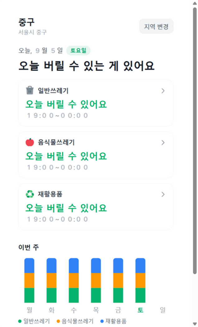 오늘 버려? 실제 화면 1