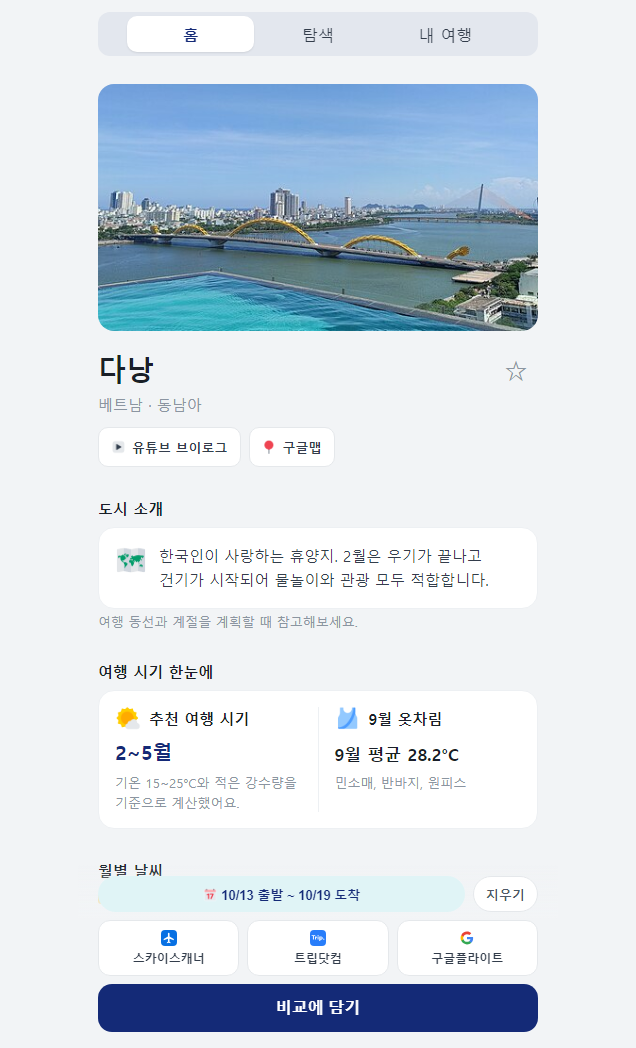 여행 타이밍 실제 화면 2